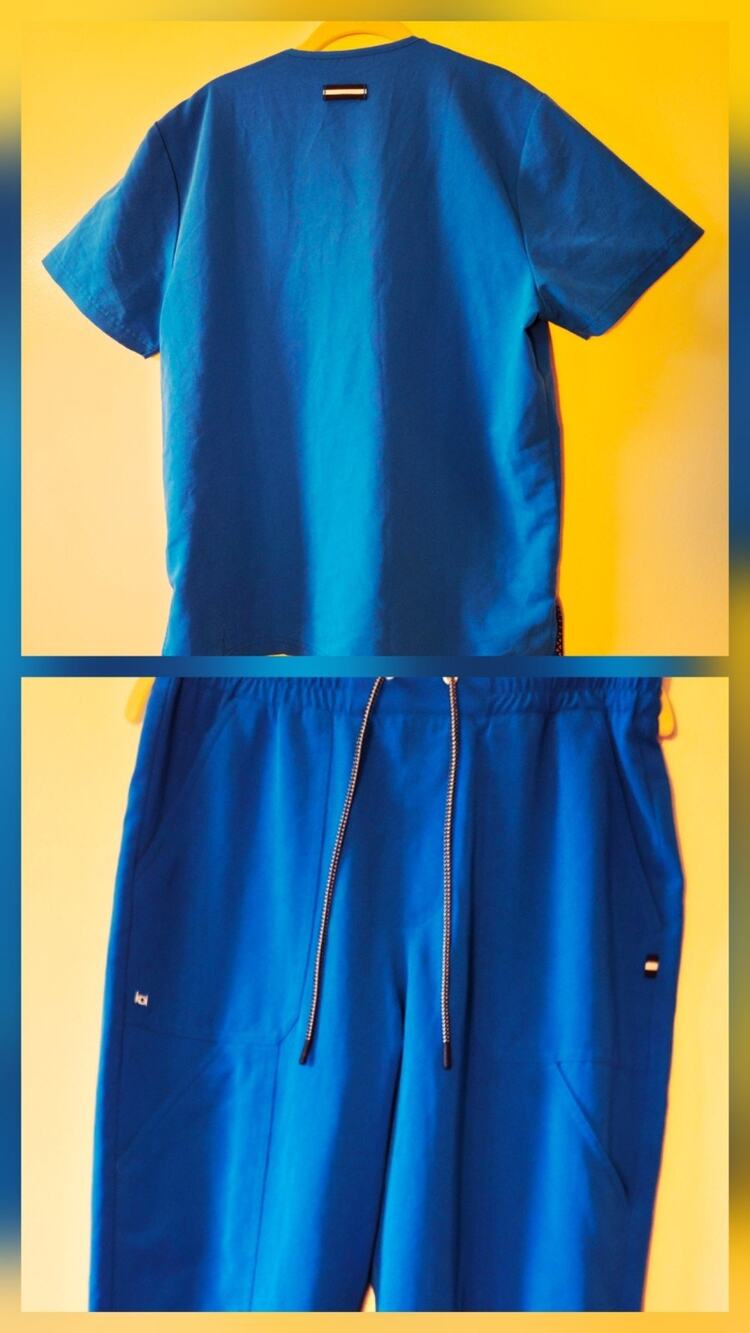KOI Mens Scrub Set Bright Blue Size M Regular Next Gen Short Sleeve + Joggers